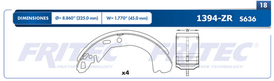 OW-1394-ZR BALATAS (1394-S636) DEVILLE 1991-1993 CHEVROLET CENTURY MEX 1990-1996 CUTLASS MEX 1991-1996 CHEVROLET LUMINA CADILLAC