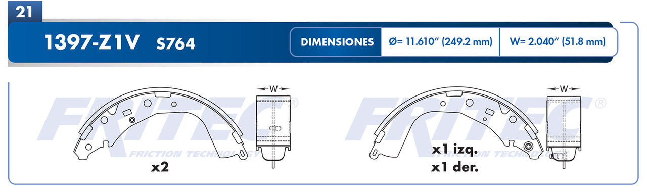 OW-1397-Z1V BALATAS (1397-S764) HIACE 2015-2016 TOYOTA