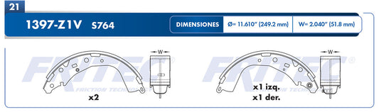 OW-1397-Z1V BALATAS (1397-S764) HIACE 2015-2016 TOYOTA