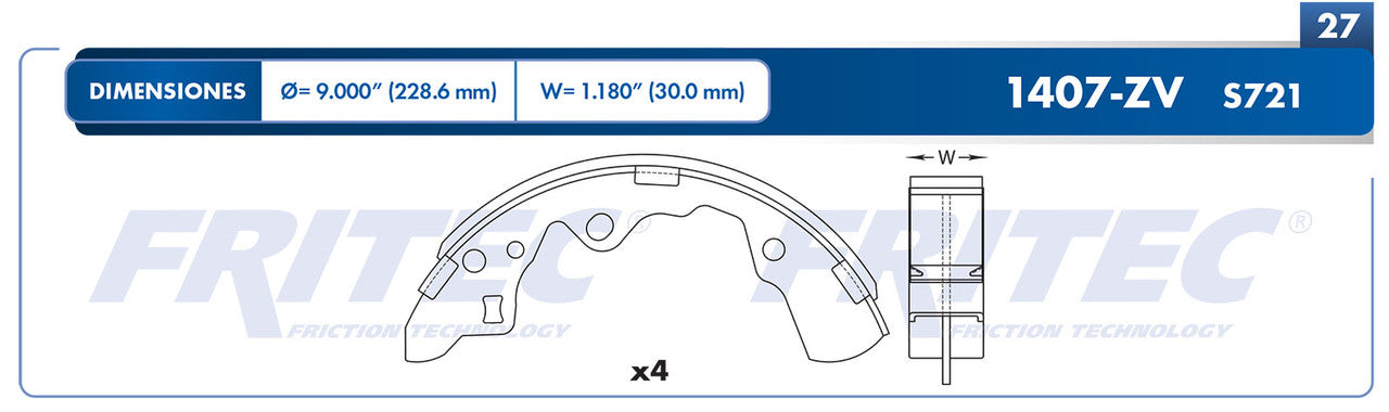 OW-1407-ZV BALATAS (1407-S721) ESCORT 1997-2002 MERCURY TRACER 1997-1999 FORD