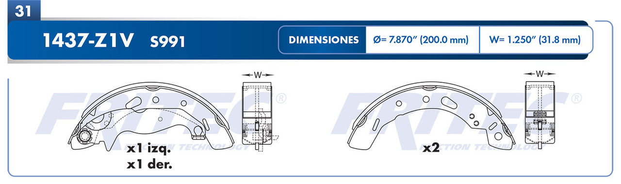 OW-1437-Z1V BALATAS 2 2011-2020 TOYOTA Yaris R 2016-2020 MAZDA