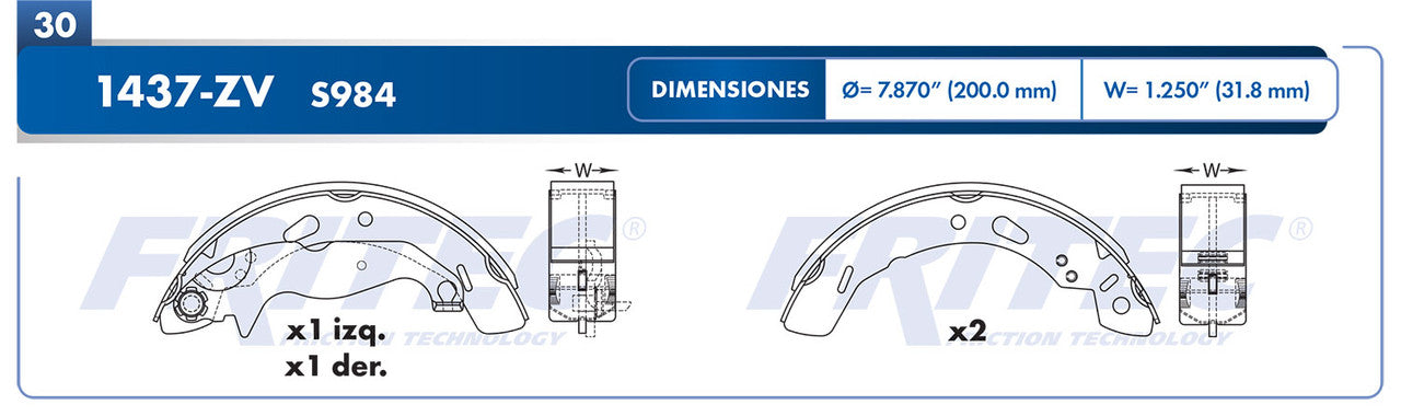 OW-1437-ZV BALATAS (1437-S984) FIESTA 2013-2013 FIESTA SES MEX 2011-2013 FIGO 2016-2017 FORD