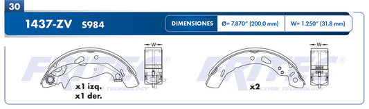 OW-1437-ZV BALATAS (1437-S984) FIESTA 2013-2013 FIESTA SES MEX 2011-2013 FIGO 2016-2017 FORD