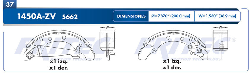 OW-1450A-ZV BALATAS (1450A-S662) CUPE 1985-1987 VOLKSWAGEN CABRIO 1995-1997 DERBY 2000-2009 GOL 2010-2011 GOLF 1985-1999 AUDI