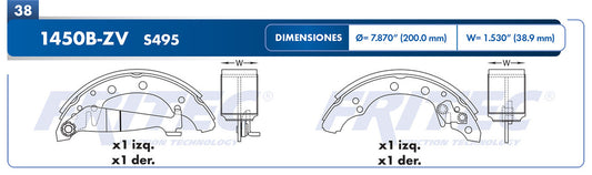 OW-1450B-ZV BALATAS (1450B-S495) TRUCK POINTER PICK UP 99-10 VOLKSWAGEN