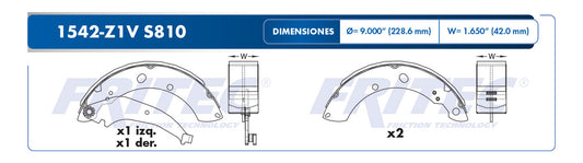 OW-1542-Z1V BALATAS (1542-S810) PT CRUISER 2004-2009 CHRYSLER