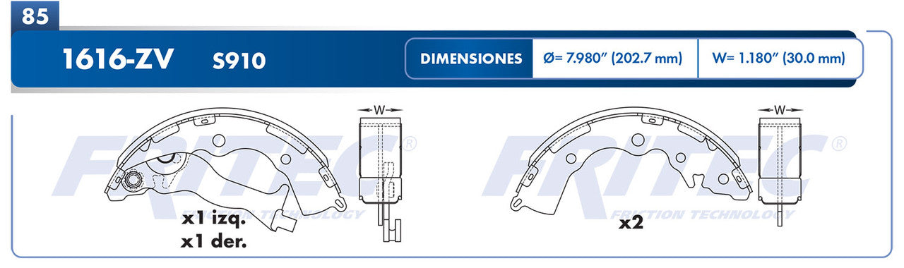 OW-1616-ZV BALATAS (1616-S910) ATTITUDE GL MEX 2006-2011 ATTITUDE GLS MEX 2010-2011 HYUNDAI ACCENT 2003-2003 2006-2011 DODGE