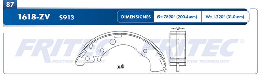 OW-1618-ZV BALATAS (1618-S913) CIVIC 2012-2013 FIT 2009-2013 FIT EX MEX 2010-2011 2013-2013 FIT LX MEX 2010-2011 2013-2 HONDA