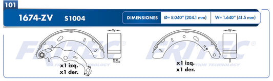 OW-1674-ZV BALATAS (1674-S1004) FOCUS EUROPA SE 2012-2014 FORD