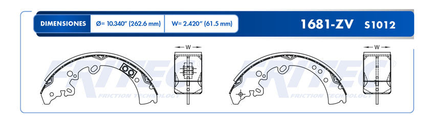 OW-1681-ZV PADS (1681-S1012) TRUCK HILUX MEX 2009-2010 TOYOTA HILUX 2WD MEX 2009-2012 TOYOTA HILUX 2014 TOYOTA