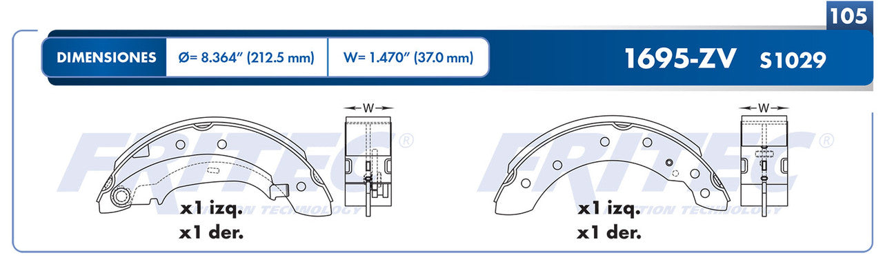 OW-1695-ZV BRAKE PADS (1695-S1029) CLIO MEX 2001-2010 SANDERO AUTHENTIQUE MEX 2002-2011 SANDERO DYNAMIQUE MEX 2010-2017 SA RENAULT