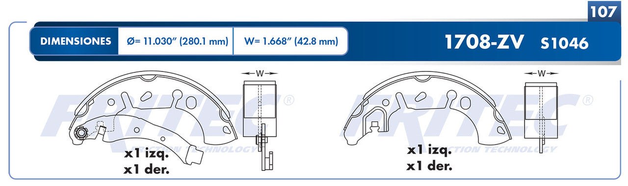 OW-1708-ZV BALATAS (1708-S1046) SENTRA 2013-2014 NISSAN