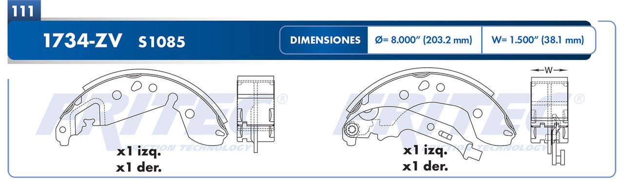 OW-1734-ZV BALATAS (1734-S1085) LOGAN 2015-2019 RENAULT