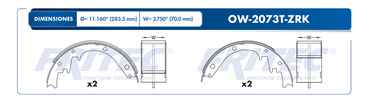 OW-2073T-ZRK BRAKE SHOE BLAZER 1990-1991 C2500 2000-2000 EXPRESS 1500 2000-2002 G10 1990-1991 SUBURBAN 1990-1991 GENERAL MOTORS