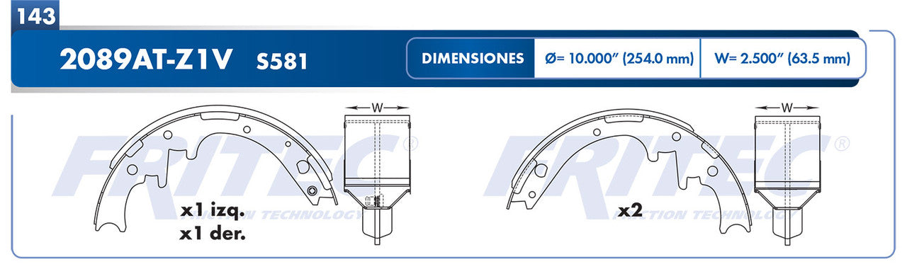 OW-2089AT-Z1V BALATAS (2089AT-S581) AEROSTAR 1990-1993 EXPLORER 1991-1994 RANGER 1990-2002 FORD