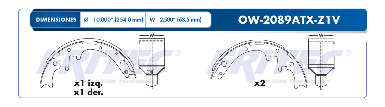 OW-2089ATX-Z1V BALATAS AEROSTAR 1990-1993 EXPLORER 1991-1994 RANGER 1990-2002 FORD