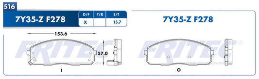 SHD7Y35-Z PADS (7Y35-F278 )( 8729-D1520) RD TRUCK H-100 DIESEL 2008-2014 DODGE