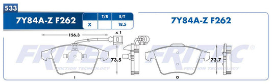 SHD7Y84A-Z PADS (7Y84A-F262 )( 8287-D1174) RD TRUCK EUROVAN 2006-2009 VOLKSWAGEN TRUCK TRANSPORTER 2010-2019 WITH D VOLKSWAGEN