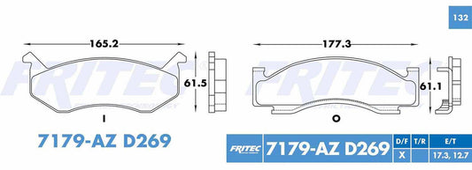 SHD7179-AZ BALATAS (7179A-D269) R.D. TRUCK MICROBUS 1990-1997 DODGE TRUCK B150 1984-1984 DODGE TRUCK B150 1994-1994 DOD GENERAL MOTORS