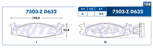 SHD7503-Z PADS (7503-D632) RD TRUCK BRONCO 1994-1997 FORD TRUCK E-150 ECONOLINE 1994-2003 FORD TRUCK ECONOLINE WA FORD