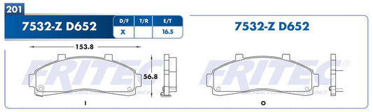 SHD7532-Z PADS (7532-D652) RD TRUCK B2500 1998-2001 FORD TRUCK EXPLORER 1995-2001 FORD TRUCK RANGER 1995-2002 MAZ MAZDA