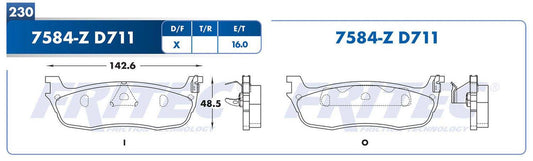 SHD7584-Z PADS (7584-D711) RT TRUCK EXPEDITION 1996-2000 FORD TRUCK F-150 2000-2003 FORD TRUCK F-250 1998-1998 LI FORD