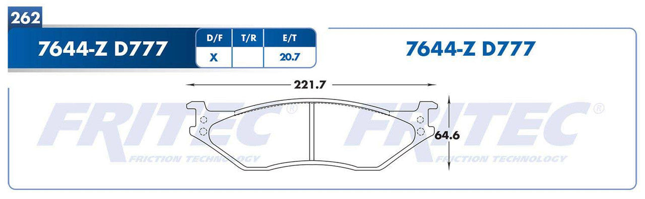 SHD7644-Z BALATAS (7644-D777) R.D. R.T. TRUCK E-550 ECONOLINE SUPER DUTY 2002-2002 FORD TRUCK E-550 SUPER DUTY 2003-20 FORD