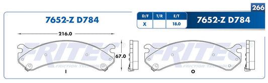 SHD7652-Z BALATAS (7652-D784) R.D. DTS 2006-2006 CHEVROLET TRUCK AVALANCHE 2500 2002-2006 CHEVROLET TRUCK EXPRESS 2500 CADILLAC