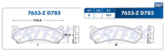 SHD7653-Z BALATAS (7653-D785) R.D. R.T. TRUCK ESCALADE 2002-2006 CHEVROLET TRUCK ASTRO 2003-2005 CHEVROLET TRUCK AVALA CADILLAC