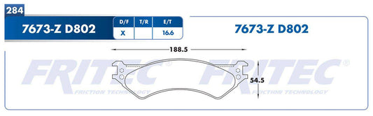 SHD7673-Z BALATAS (7673-D802) R.T. TRUCK E-150 2007-2007 FORD TRUCK E-250 2006-2007 FORD TRUCK E-250 ECONOLINE 1999-20 FORD