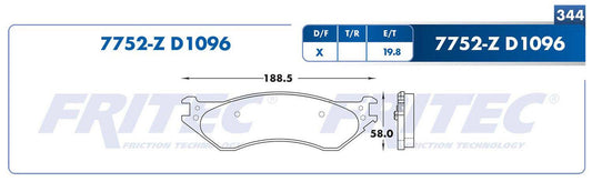 SHD7752-Z BALATAS (7752-D1096) R.T. TRUCK RAM 3500 2001-2002 DODGE