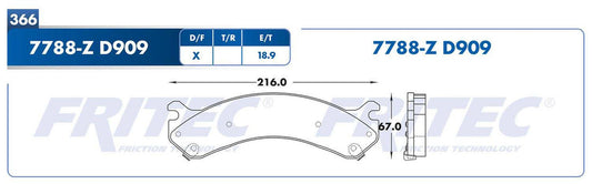 SHD7788-Z BALATAS (7788-D909) R.T. TRUCK SILVERADO 2500 2001-2006 CHEVROLET TRUCK SILVERADO 2500 2005-2006 CHEVROLET T GENERAL MOTORS