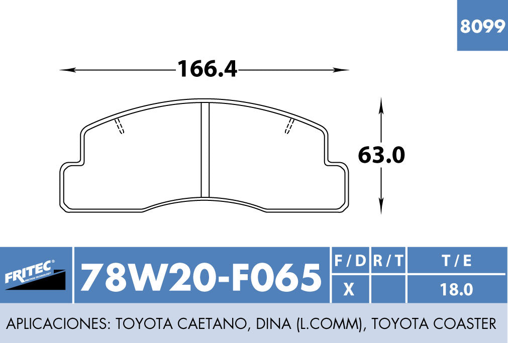 SHD78W20-Z BALATAS (78W20-F065 )( 8759-D1550) R.D. SERIE 300 514 616 2008-2019 HINO