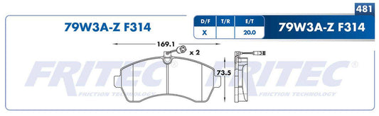 SHD79W3A-Z BALATAS (79W3A-F314) R.D. SPRINTER 3500 2007-2009 MERCEDES BENZ TRUCK SPRINTER MEX 2007-2009 2011-2020 VOLKS DODGE