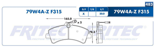 SHD79W4A-Z PADS (79W4A-F315) RT TRUCK SPRINTER 3500 2008-2009 2010-2018 MERCEDES BENZ TRUCK SPRINTER 415 2007-2018 DODGE