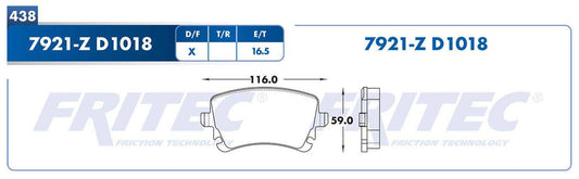 SHD7921A-Z BALATAS (7921A-D1018) R.T. A4 2008-2009 AUDI A4 QUATTRO 2008-2008 AUDI A6 100 ANIV QUATTRO 2010-2010 AUDI A6 AUDI