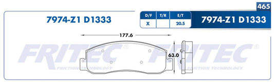 SHD7974-Z1 BALATAS (7974-D1333) R.D. TRUCK F-250 SUPER DUTY 2008-2008 FORD TRUCK F-250 SUPER DUTY 2008-2011 FORD TRUCK FORD