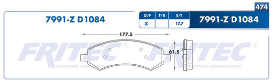 SHD7991-Z PADS (7991-D1084) DEL. TRUCK ASPEN 07/09 TRUCK DAKOTA 05/12 TRUCK DURANGO 07/09 MITSUBI CHRYSLER