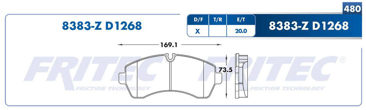 SHD8383-Z BALATAS (8383-D1268) R.D. SPRINTER 3500 2007-2009 MERCEDES BENZ TRUCK SPRINTER MEX 2007-2009 2011-2020 VOLKS DODGE