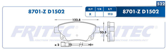 SHD8701-Z BALATAS (8701-D1502) R.T. TRUCK TRANSIT 2008-2012 FORD