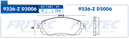 SHD9236-Z BALATAS (9236-D2006) R.D. HILUX 6 BIRLOS 2016-2019 TOYOTA