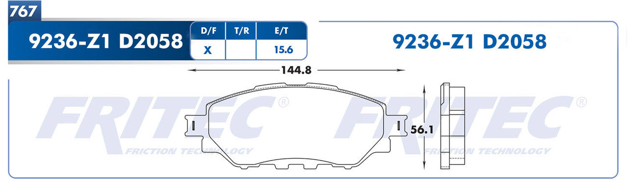 SHD9236-Z1 BALATAS (9236-D2058) R.D. HILUX 2016-2019 CABINA SENCILLA 5 BIRLOS TOYOTA