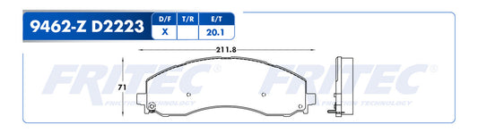 SHD9462-Z BALATAS (9462-D2223) R.D. 4000 2019-2020 RAM 2500 2019-2020 RAM