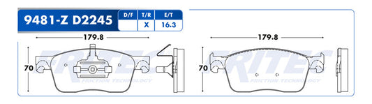 SHD9481-Z BALATAS (9481-D2245) R.D. EXPERT 2018-2021 PEUGEOT