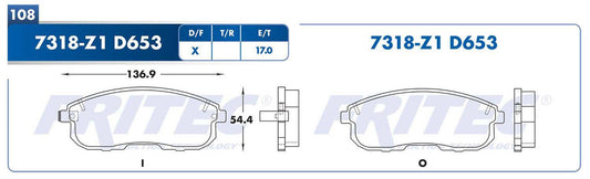 SPC-7318-Z1 BALATAS 7318-D653 (FDB-691)(D)TRUCK G20 00/02 INFINITI I30 96/99 ALIMA 93/95 MAXIMA 91/99 SUZUKI SX4 07/08 NISSAN