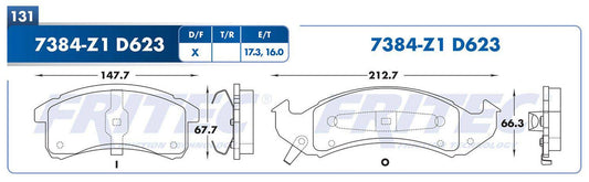 SPC-7384-Z1 BALATAS (7384-D623) R.D. LESABRE 1994-1999 BUICK PARK AVENUE 1994-1996 BUICK RIVIERA 1995-1996 CADILLAC DEVI BUICK