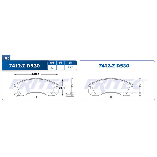 SPC-7412-Z BALATAS (7412-D530) R.D. STEALTH 1991-1996 EAGLE TALON 1993-1994 MITSUBISHI 3000GT 1991-1999 MITSUBISHI DIAM DODGE