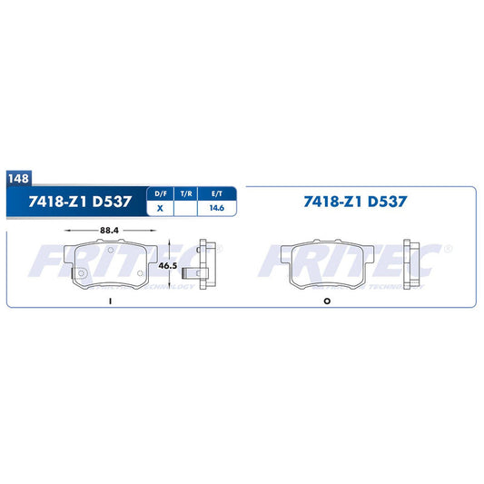 SPC-7418-Z1 BALATAS 7418-D537 (FDB-956)(T)ACURA ILX 13/14 INTEGRA 98/01 ACCORD 91/07 CIVIC 06/14 CRZ 11/13 PRELUDE 92/01 HONDA