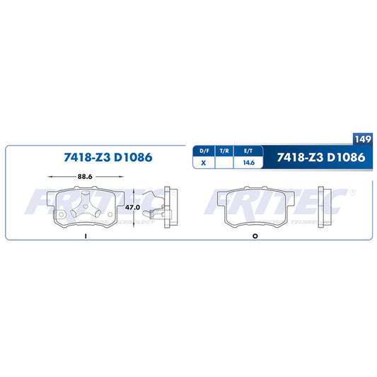 SPC-7418-Z3 BALATAS (7418-D1086) R.T. TRUCK RDX 2010-2012 HONDA CROSSTOUR 2012-2015 HONDA TRUCK CR-V 2007-2016 ACURA