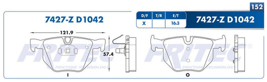 SPC-7427-Z BALATAS (7427-D1042) R.T. X5 3.0I 2007-2008 X5 XDRIVE 30I 2009-2016 X5 XDRIVE 35I 2011-2016 X6 XDRIVE 35I 20 BMW